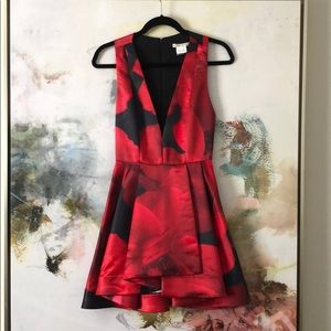 Alice + Olivia Red and Black Mini Dress